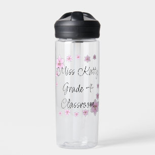 Fleurs roses Bouteille d'eau enseignant