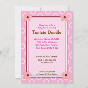 Fleurs roses branchées Invitation Baby shower 5x7