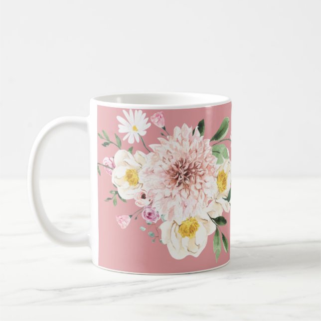 Fleurs roses Café Tee Mug Drinkware (Gauche)