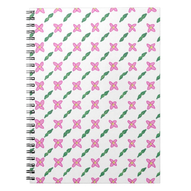 Fleurs roses Carnet Motif Feuille vert (Devant)