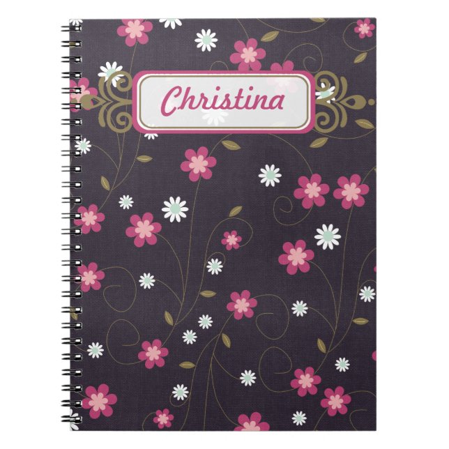 Fleurs roses Carnet spiral (Devant)