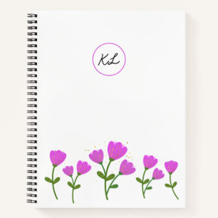 Fleurs roses Carnet Spiral personnalisé