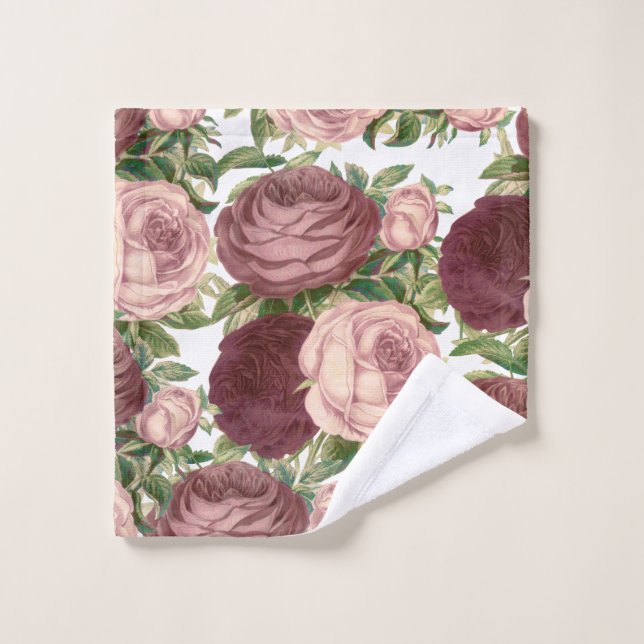Fleurs roses chics de roses de Bourgogne de pays (Gant de toilette)