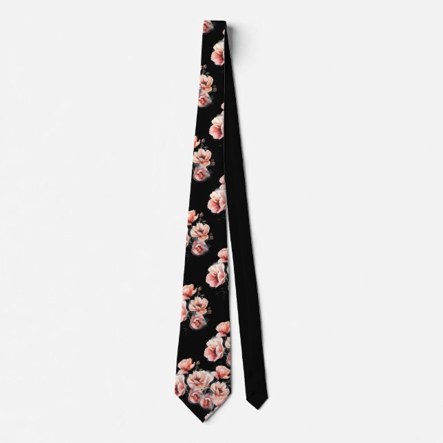 Fleurs roses cravate noire (Devant)