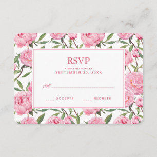 Fleurs roses d'aquarelle de pivoine - épouser RSVP