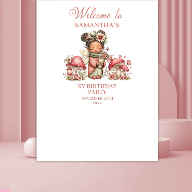 Fleurs roses de fée gracieuse Tapisserie d'anniver (Graceful Fairy Blush Pink Flowers Birthday Tapestry)