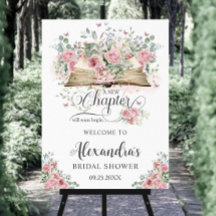 Fleurs roses de livre nouveau chapitre Baby Shower