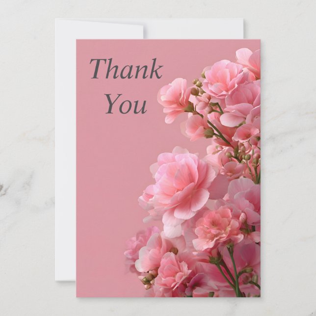 Fleurs roses douces sur Carte de remerciements ros (Devant)