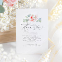 Fleurs roses Élégant Merci de Baby shower