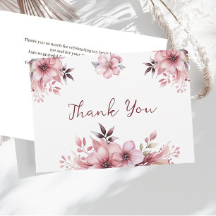 Fleurs Roses Élégantes Merci Cadeau de Mariage