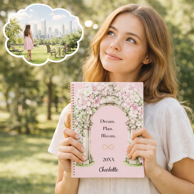 Fleurs roses en arche citation inspirante 2027 (Créateur téléchargé)