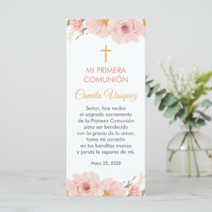 Fleurs roses Espagnol Premier Signet Communion