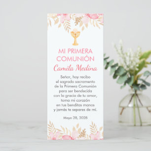 Fleurs roses Espagnol Premier Signet Communion