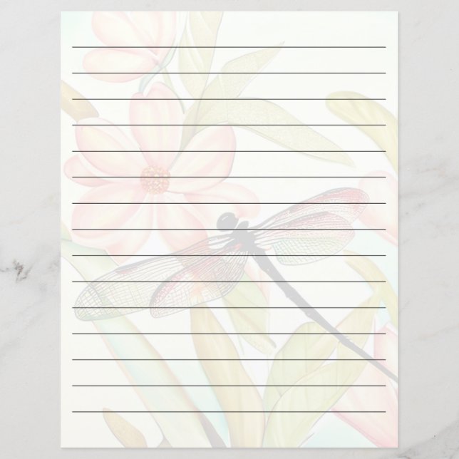 Fleurs roses et alignées de libellules (Devant)