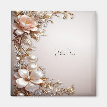 Fleurs roses et blanches douces Magnet