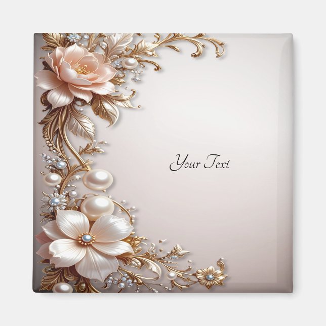 Fleurs roses et blanches douces Magnet (Devant)