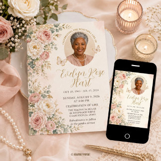 Fleurs roses et blanches pour faire-part de funéra