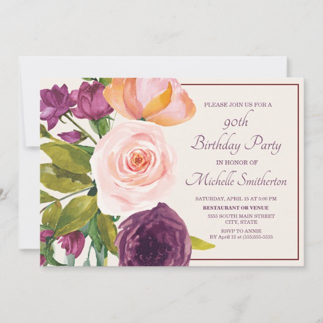 Fleurs roses et blush violet Crème 90e anniversair (Devant)