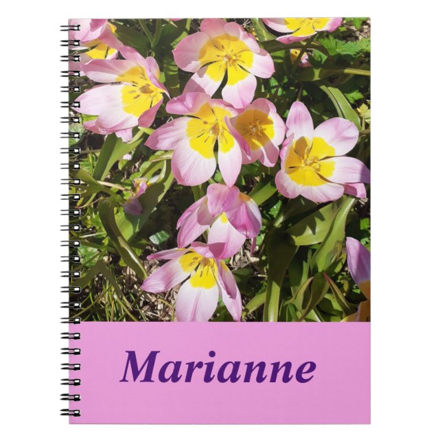 Fleurs roses et jaunes Carnet spiral (Devant)
