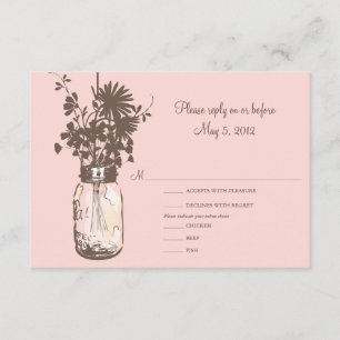 Fleurs roses et mariage Mason Jar RSVP