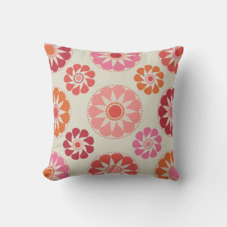 Fleurs roses et orange MOJO Coussin