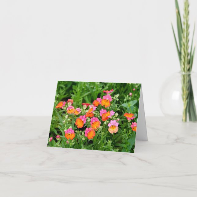Fleurs roses et oranges de carte pour notes (Devant)