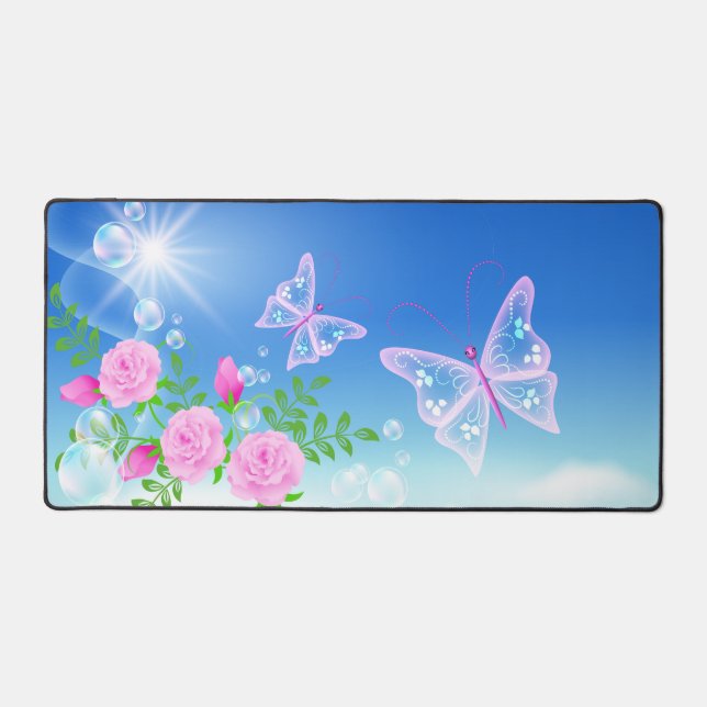 Fleurs roses et papillons (Recto)