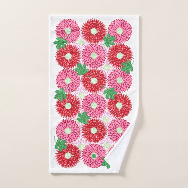Fleurs roses et rouges de bois vintage (Serviette à main)