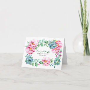 fleurs roses et succulentes élégant merci