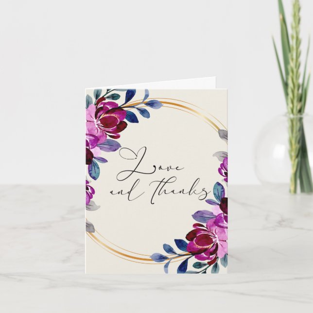 Fleurs roses et violettes Amour et Merci (Devant)