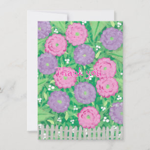 Fleurs roses et violettes Merci Cartes