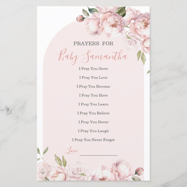 Fleurs Roses Fille Bébé Dans Les Prières En Fleur  (Devant)