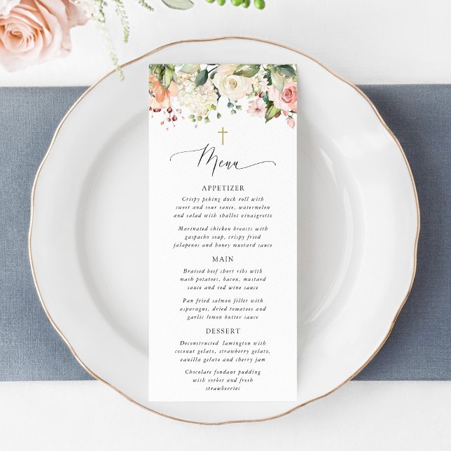 Fleurs roses, Fleurs blanches, Bohème, Menu baptêm (Créateur téléchargé)