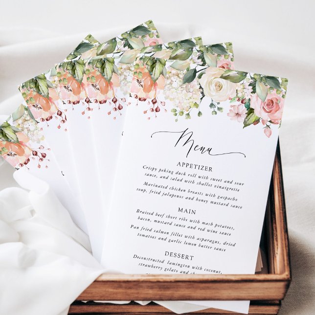 Fleurs roses, Fleurs blanches, Menu de la Baby Sho (Créateur téléchargé)