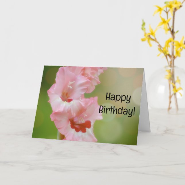 Fleurs roses Gladiolus Garden Carte d'anniversaire (Fleur jaune)