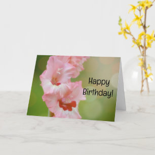 Fleurs roses Gladiolus Garden Carte d'anniversaire