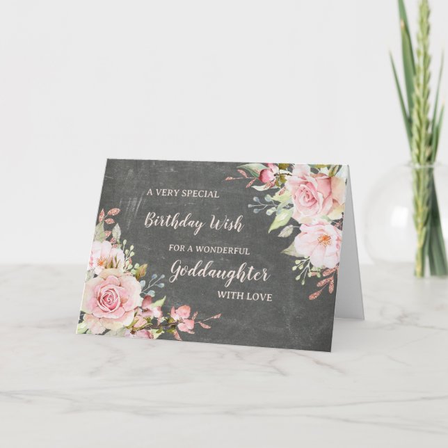 Fleurs roses Godgirl Carte d'anniversaire (Devant)