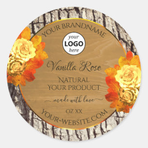 Fleurs roses Grain naturel Logo du Étiquette de pr