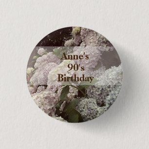 Fleurs roses Hydrangea 90e Anniversaire Badges