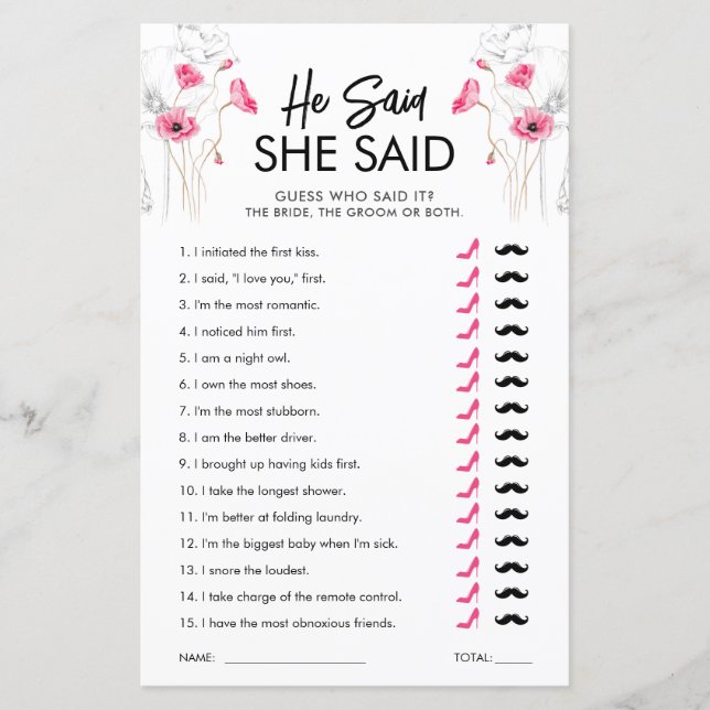 Fleurs Roses Il A Dit Qu'Elle A Dit Jeu | Personna (Devant)