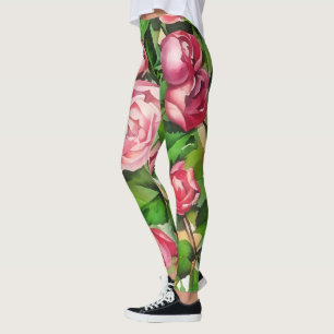 Fleurs roses Leggings Art Style Vintage