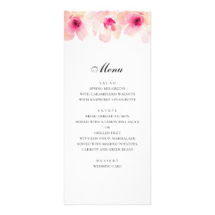 Fleurs roses. Menu de dîner de mariage floral rose