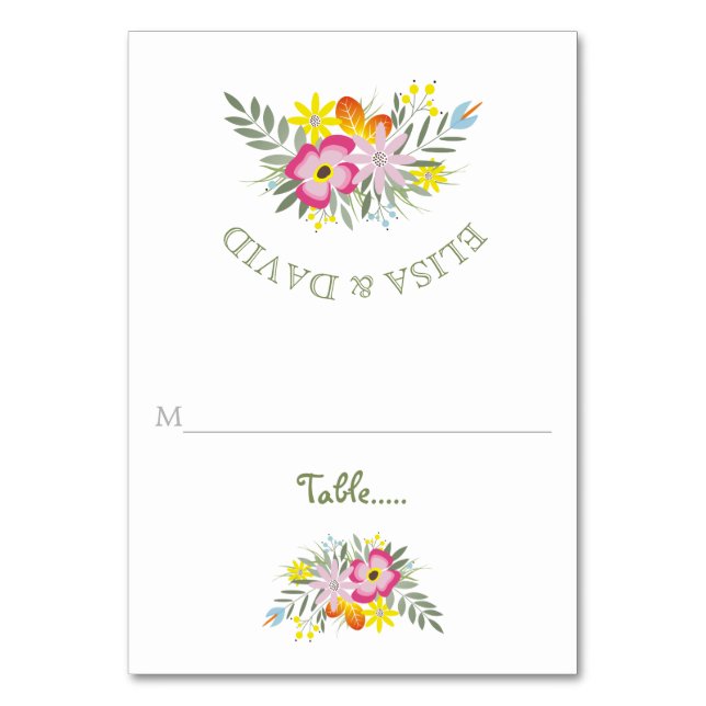 Fleurs roses moderne mariage plié carte escort (Par défaut)