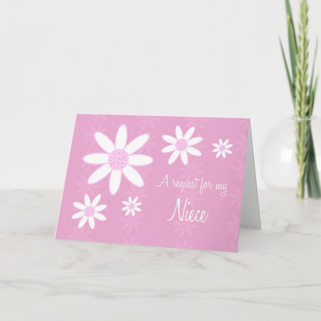 Fleurs roses Niece Flower Invitation Card (Devant)