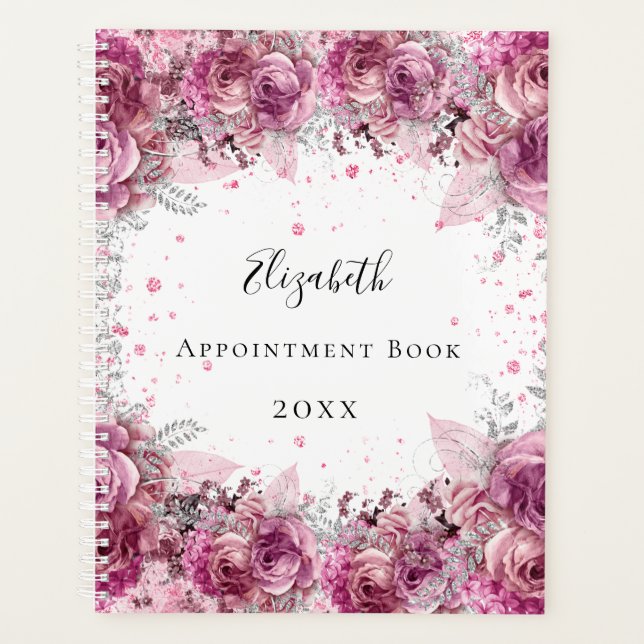 Fleurs roses nom blanc élégant (Devant)