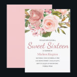 Fleurs roses or et blush Sweet 16 Invitation<br><div class="desc">Rose Gold & Blush Flowers Sweet 16 Invitation Voir la collection correspondante Dans Niche et Nest Store</div>