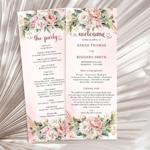 Fleurs roses pastel et eucalyptus pour programme d
