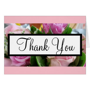 Fleurs Roses Pastel Monogramme Mariage Remerciemen