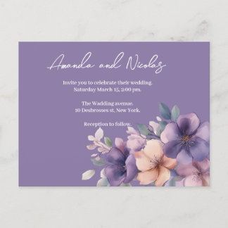 Fleurs roses pourries sur Faire-part de mariage