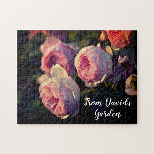 Fleurs roses roses du Puzzle Jigsaw du jardin (Horizontal)